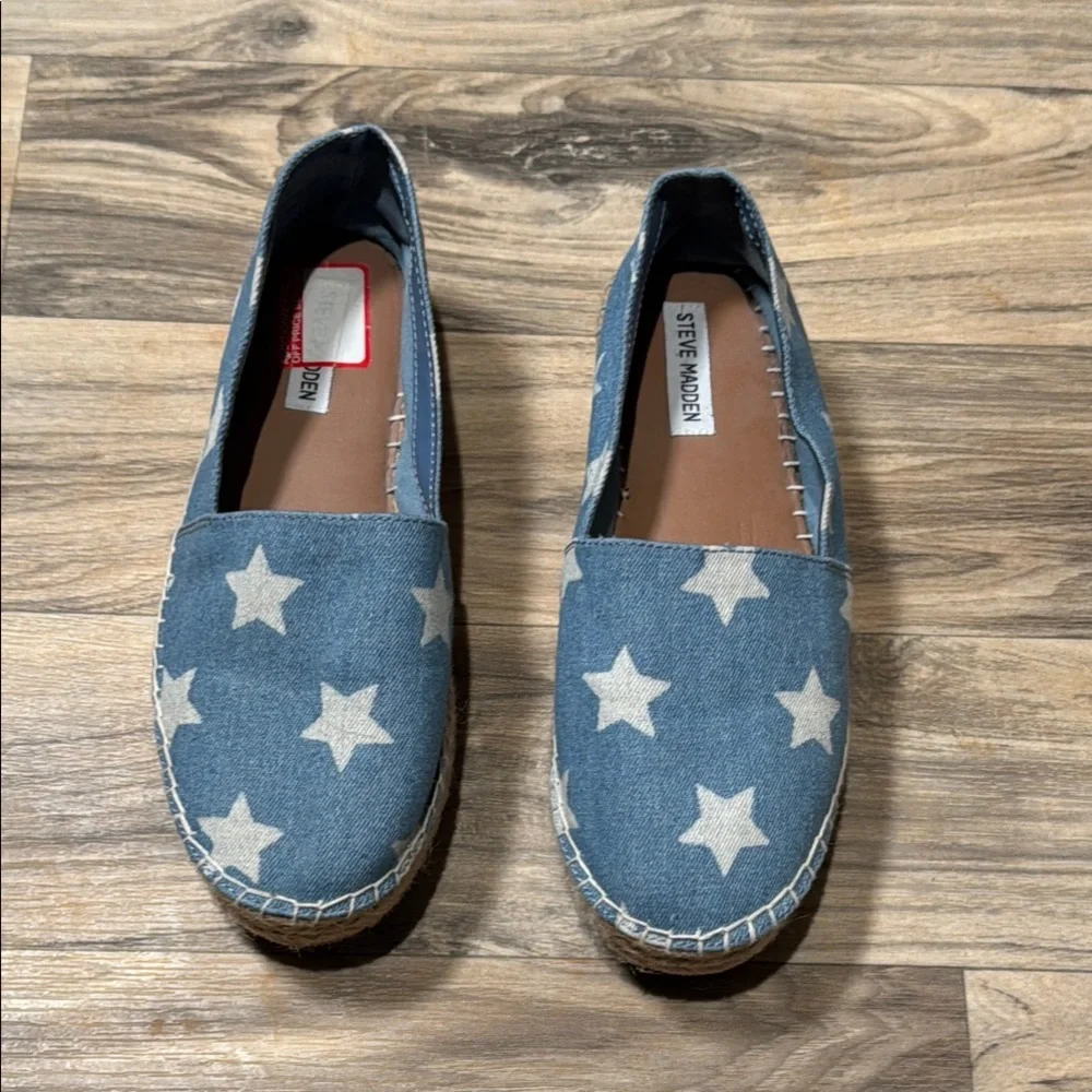 Steve Madden‎ Women’s Talan Star Espadrille Denim Shoe Size 10